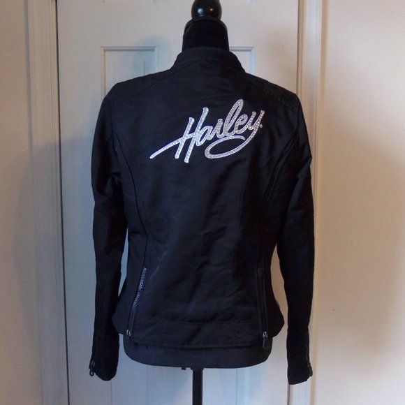 Harley Davidson Black Embellished Jacket sz S - Picture 1 of 16